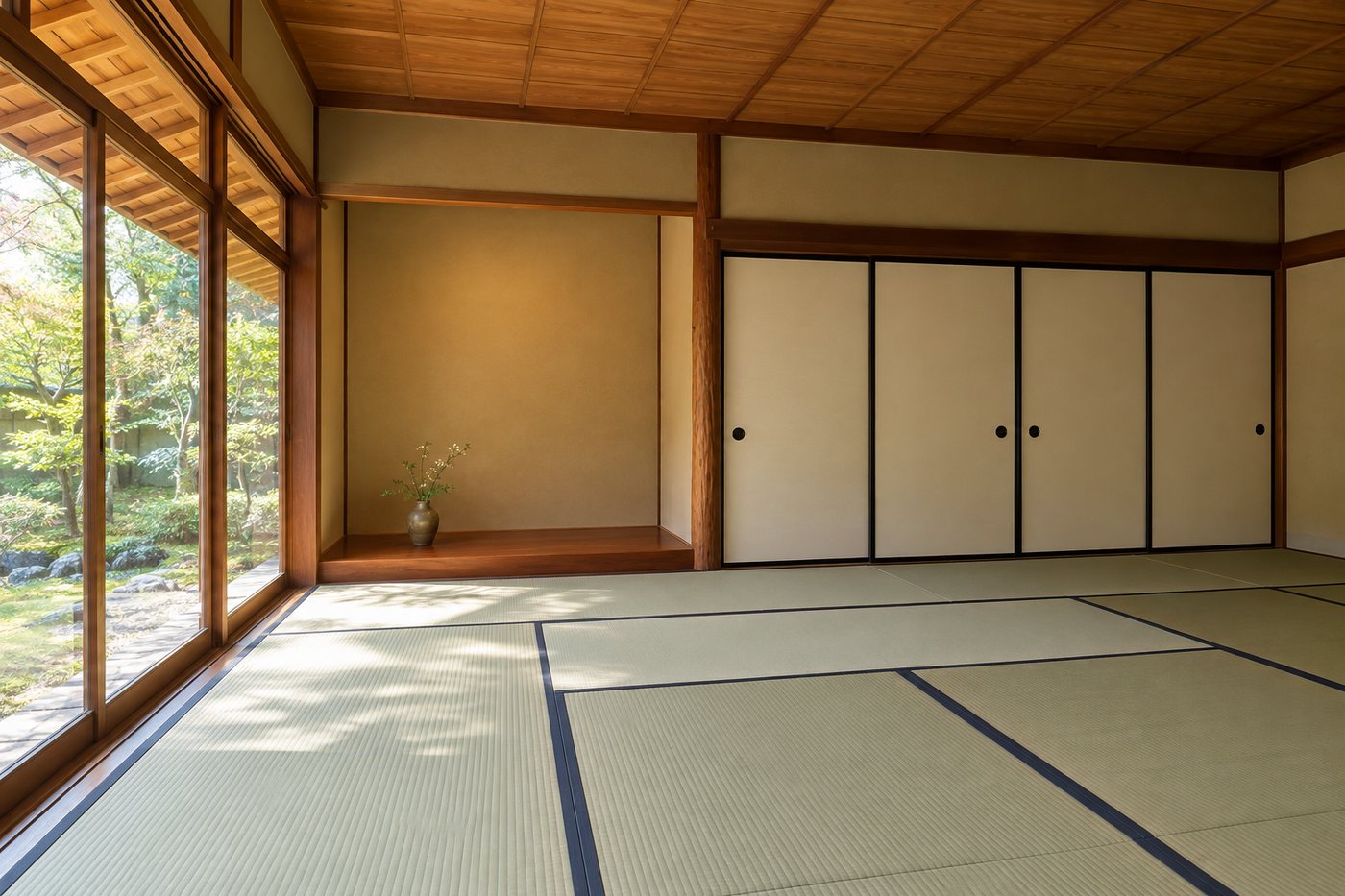 ふすまと畳を新しくした明るい和室のイメージ写真